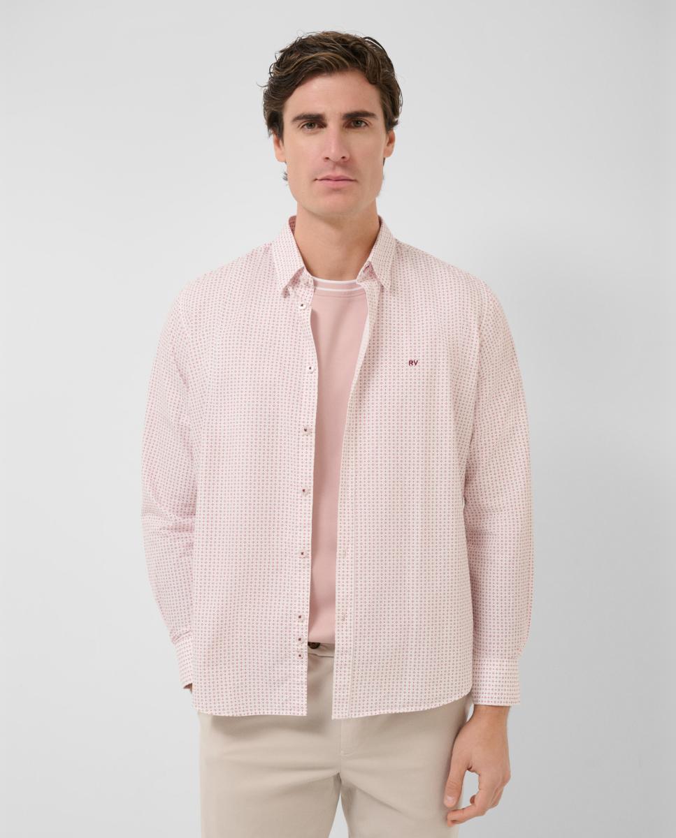 Imagem 0 de Camisa Casual Regular Fit com Estampado Floral Geométrico