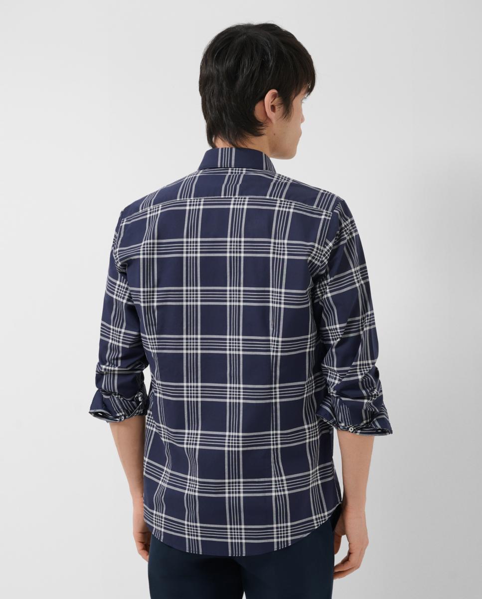 Camisa Casual Regular Fit aos Quadrados Azul-marinho-2