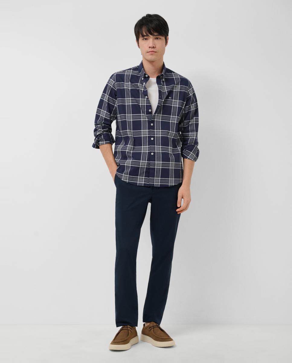Camisa Casual Regular Fit aos Quadrados Azul-marinho-7