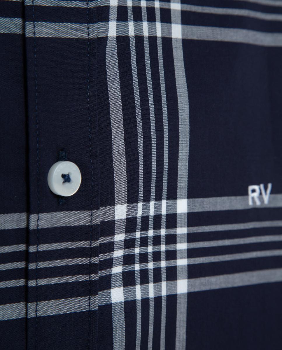 Camisa Casual Regular Fit aos Quadrados Azul-marinho-6