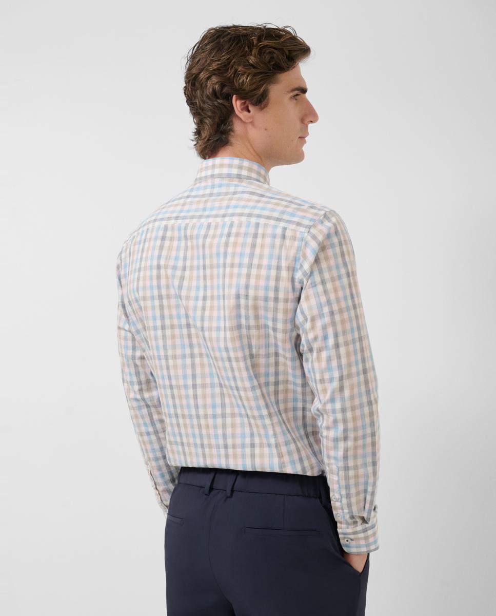 Camisa Casual Regular Fit aos Quadrados Rosa-2