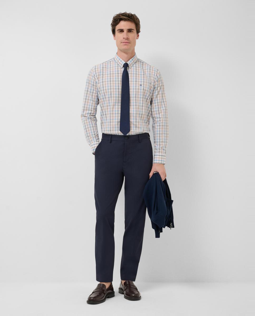 Camisa Casual Regular Fit aos Quadrados Rosa-6