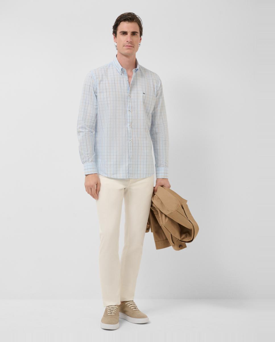 Camisa Casual Regular Fit aos Quadrados Azul-claro-6