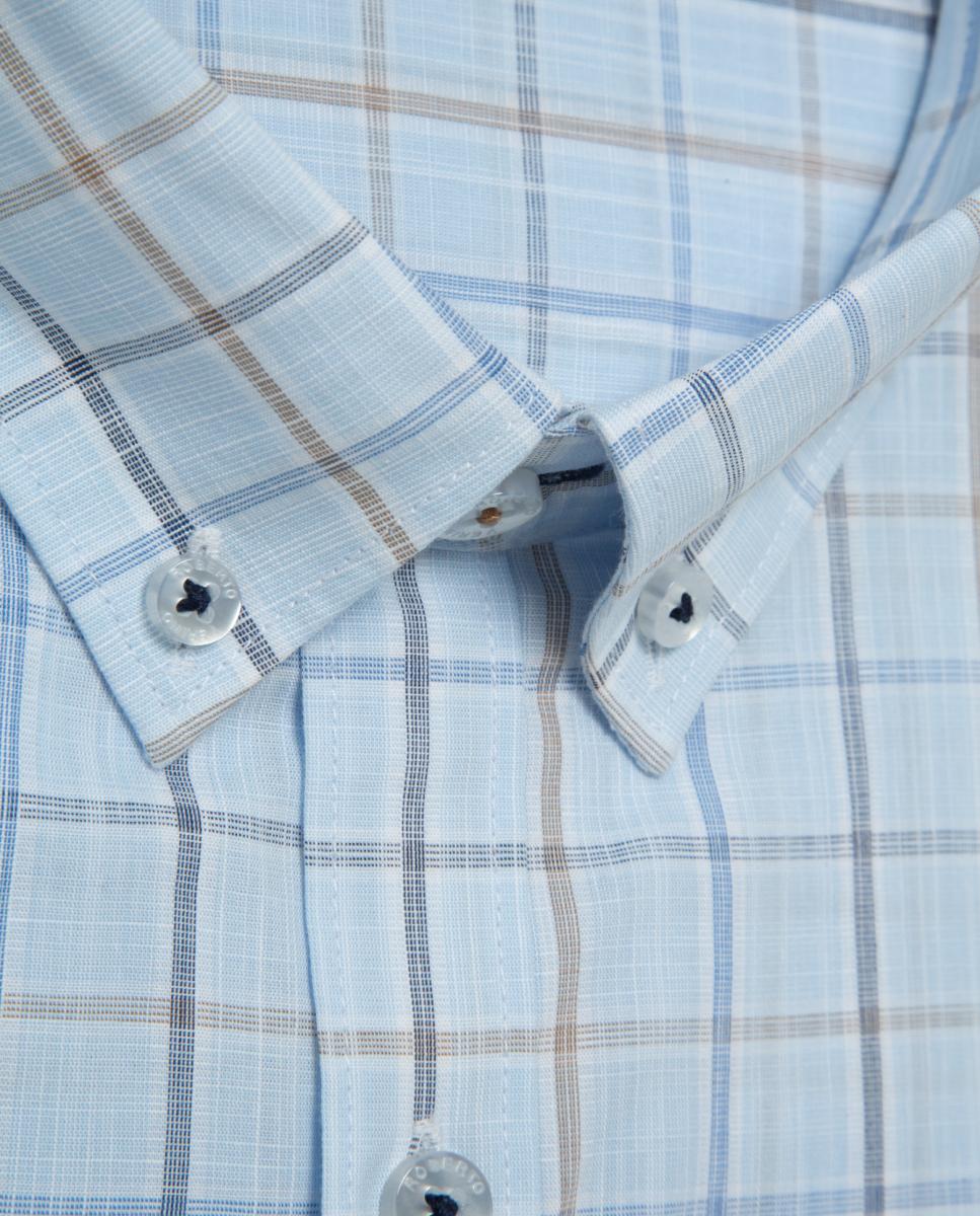Camisa Casual Regular Fit aos Quadrados Azul-claro-5