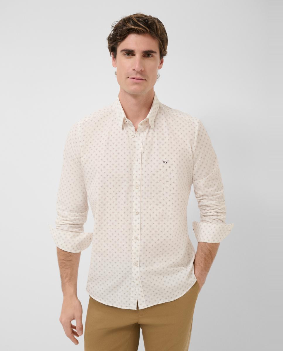 Imagem 0 de Camisa Casual Slim Fit com Estampado Geométrico