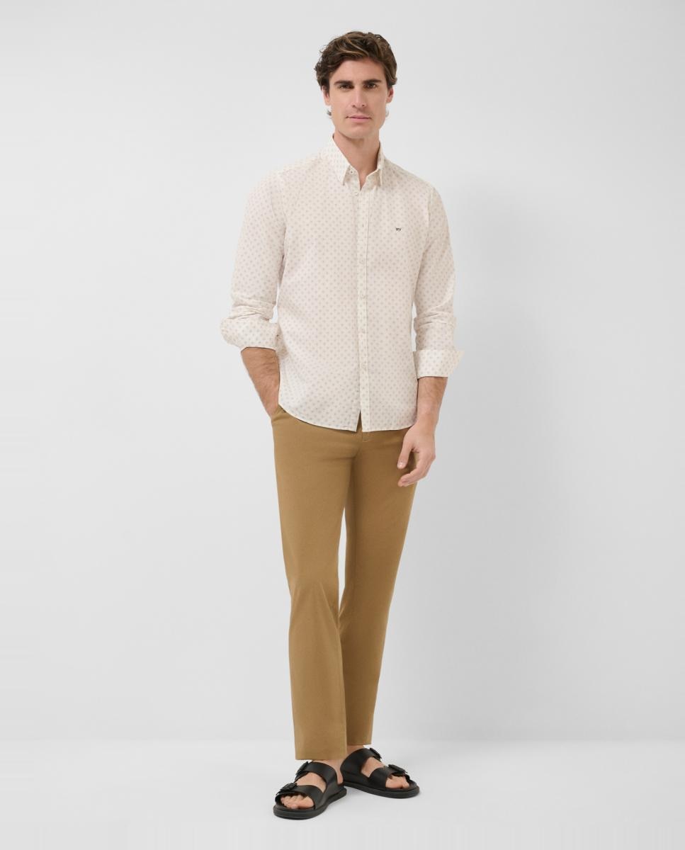 Camisa Casual Slim Fit com Estampado Geométrico Castanho-6