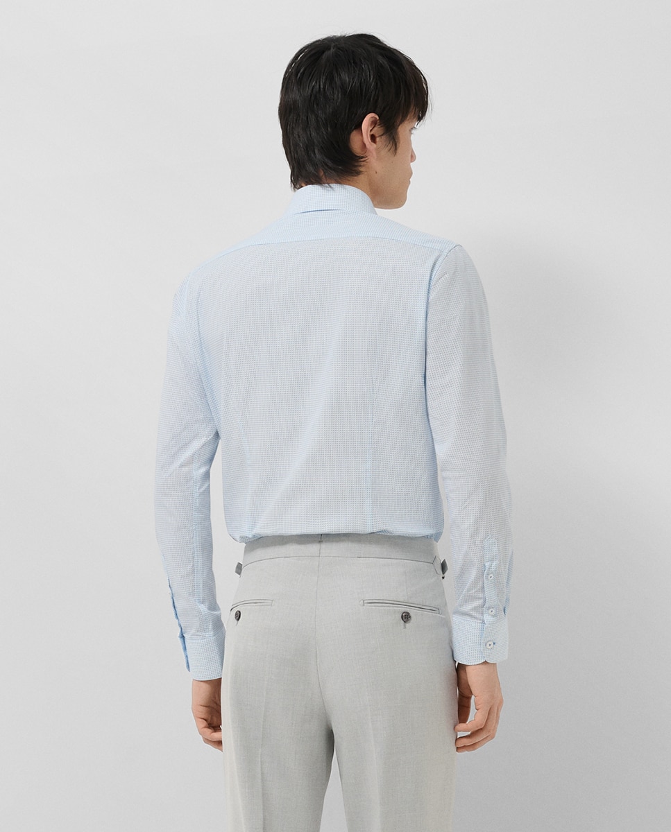 Camisa Casual Slim Fit com Estampado Geométrico Turquesa-2