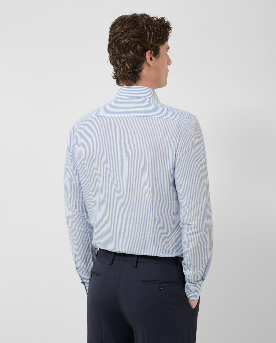 Camisa Casual Slim Fit às Riscas Turquesa-2