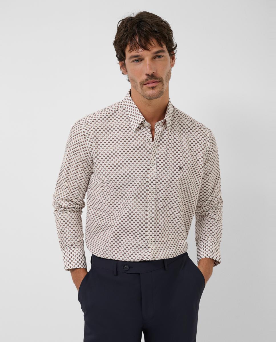 Imagem 0 de Camisa Casual Regular Fit com Estampado Geométrico