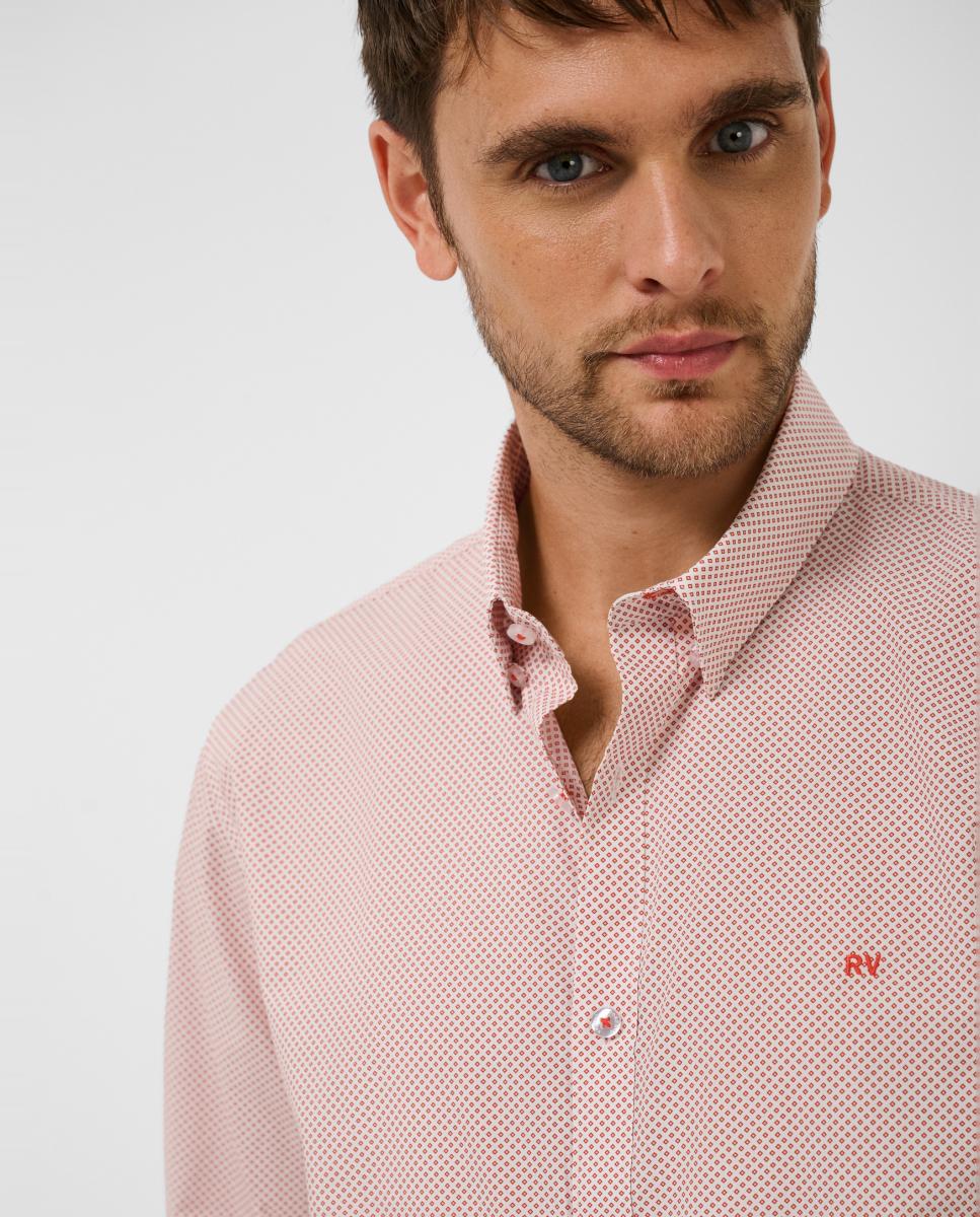 Imagen 3 de Camisa sport de hombre regular fit estampado geométrico - Roberto Verino - Rojo Rojo