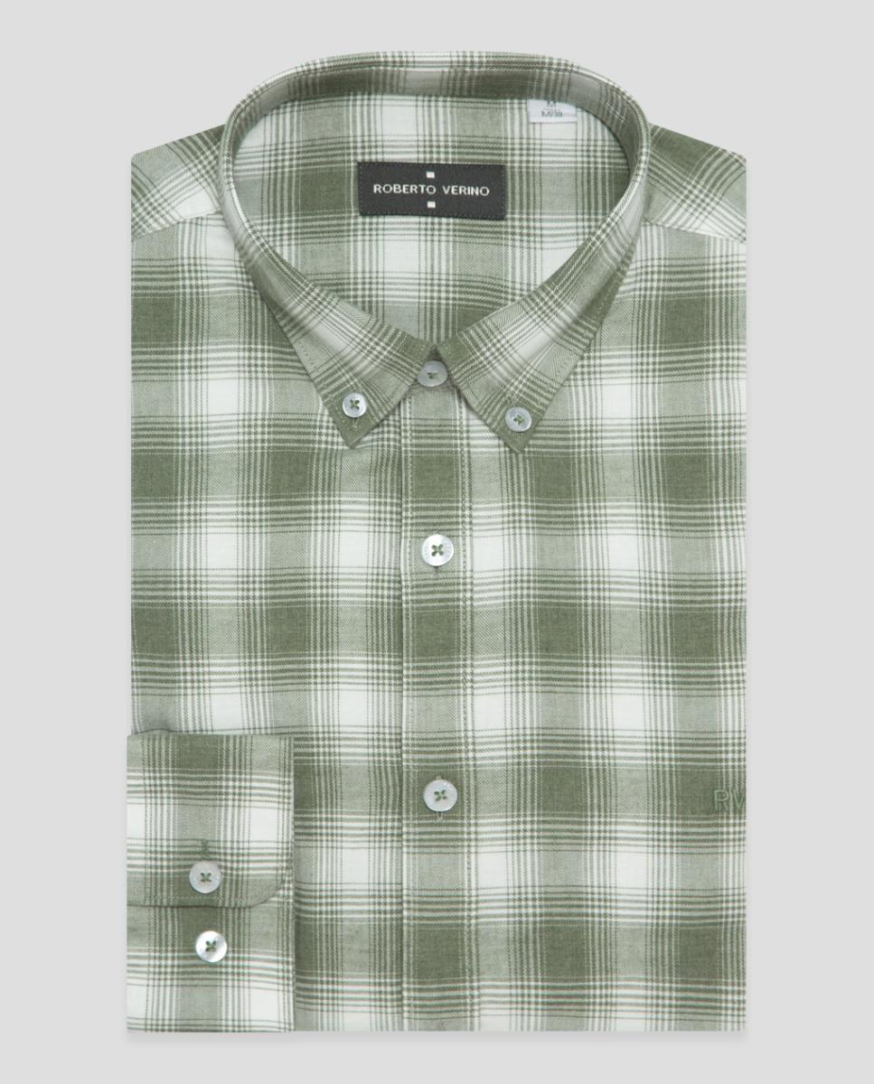 Camisa sport de hombre regular fit cuadros - Roberto Verino - Verde Verde-5