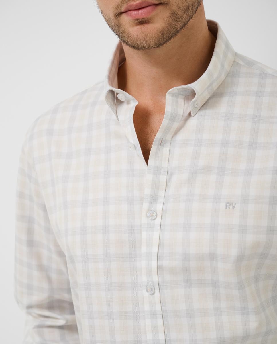Camisa sport de hombre regular fit cuadros - Roberto Verino - Marrón claro Marrón claro-3