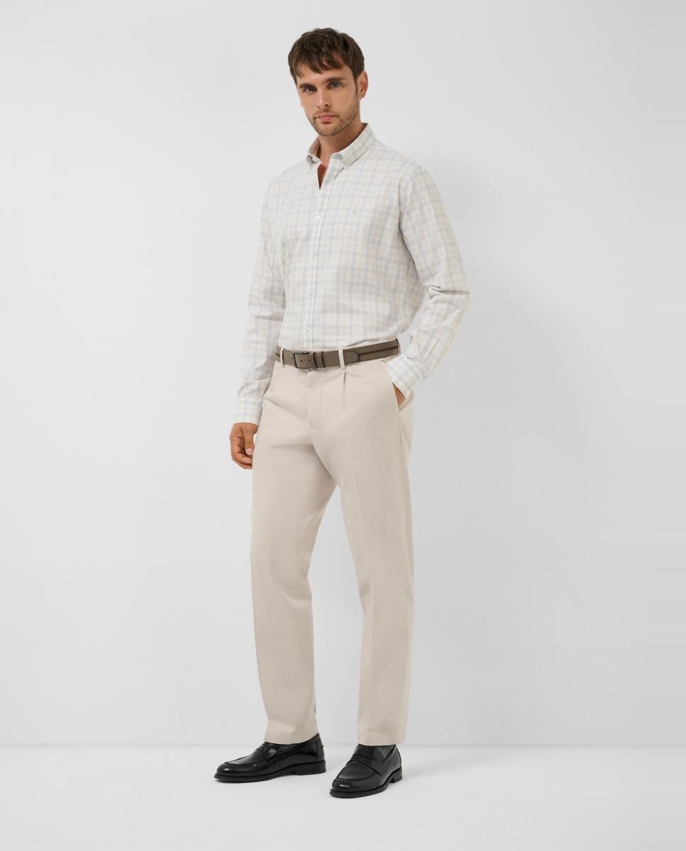 Camisa sport de hombre regular fit cuadros - Roberto Verino - Marrón claro Marrón claro-6