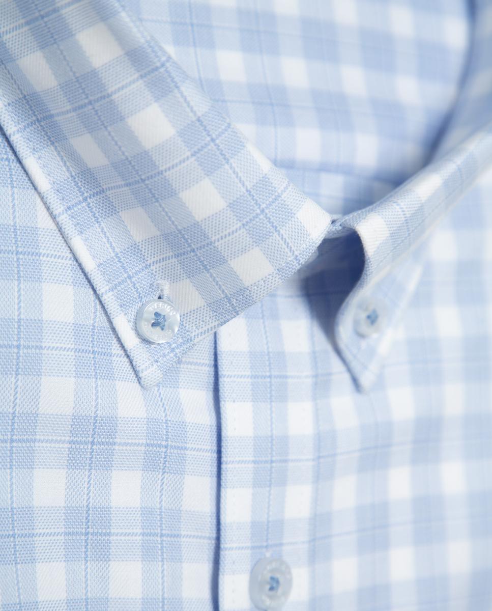 Camisa Casual Regular Fit aos Quadrados Azul-claro-5