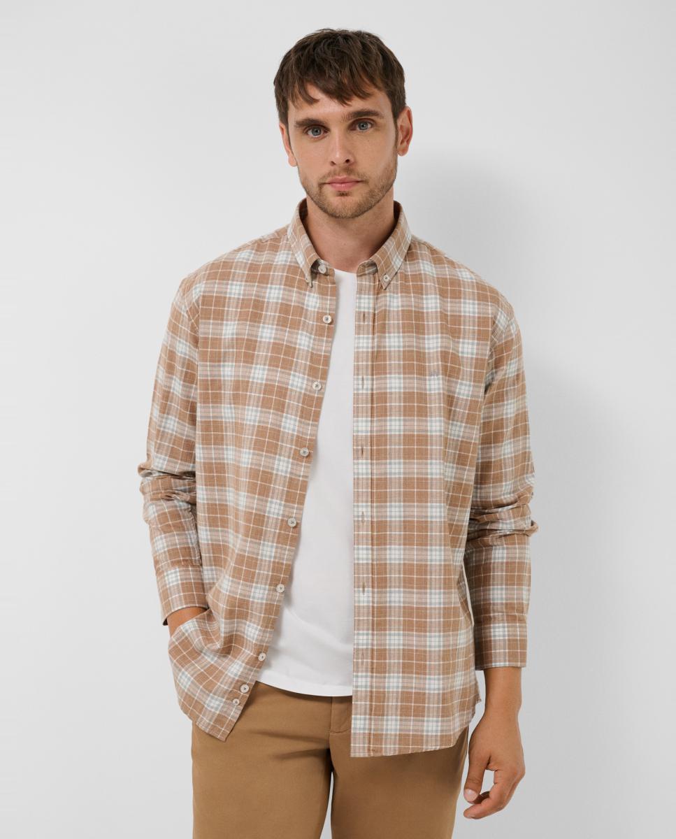 Camisa sport de hombre regular fit cuadros - Roberto Verino - Camel Camel-1