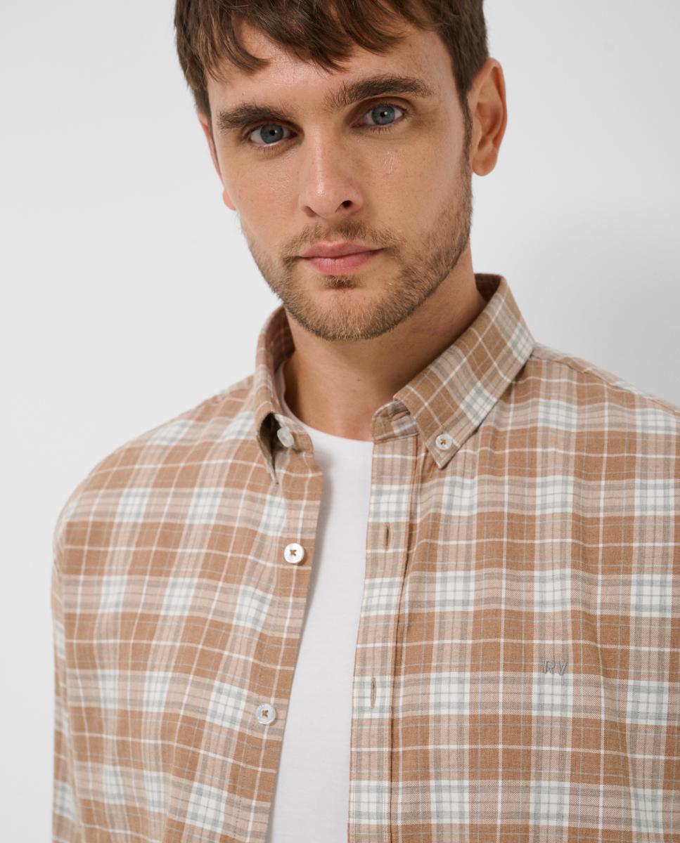 Camisa sport de hombre regular fit cuadros - Roberto Verino - Camel Camel-3