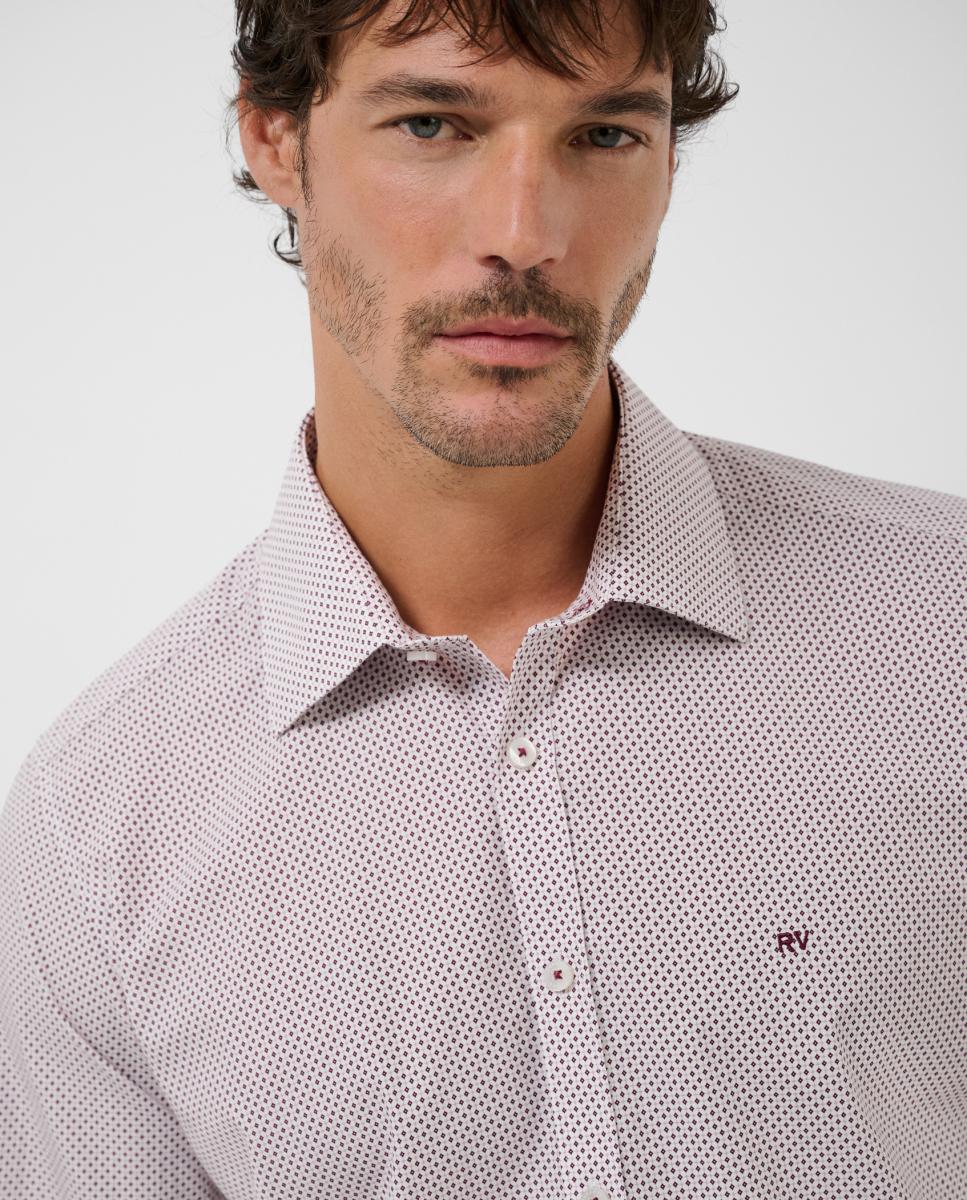 Camisa Casual Regular Fit com Estampado Geométrico Roxo-3