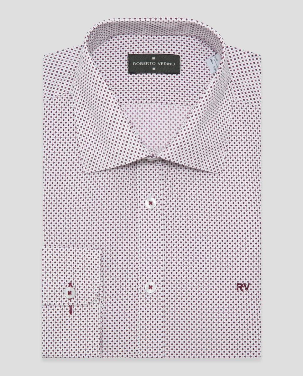 Camisa Casual Regular Fit com Estampado Geométrico Roxo-4