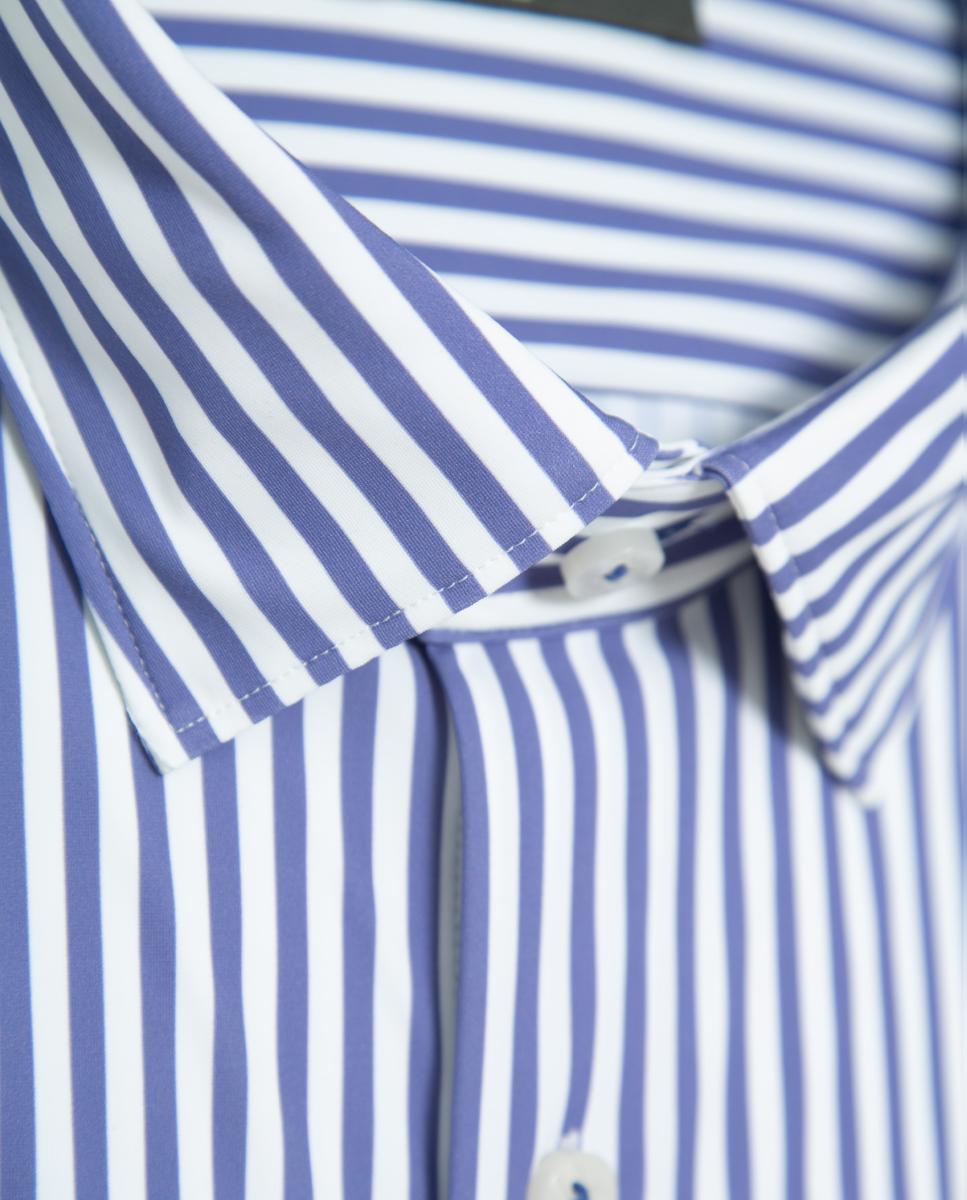 Camisa Casual Regular Fit às Riscas Azul-índigo-5