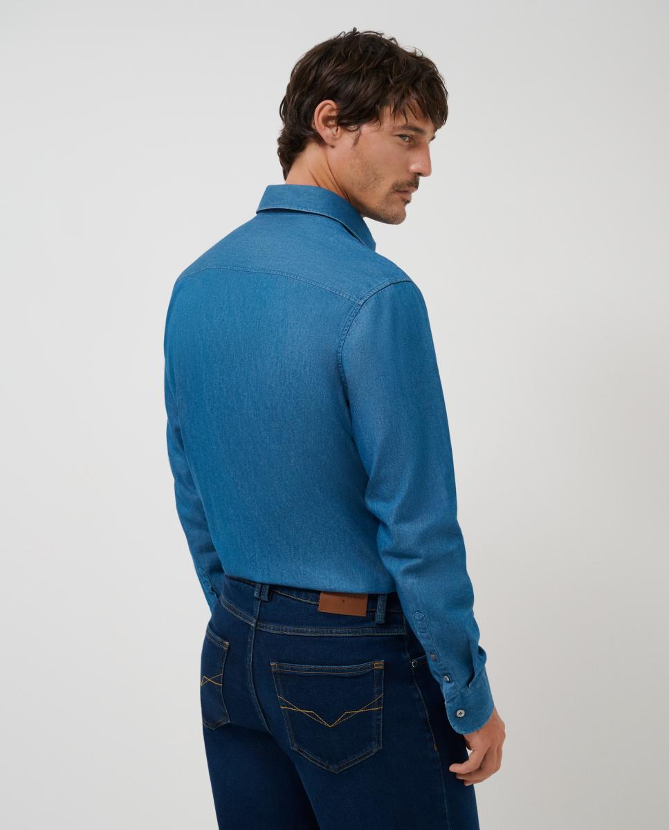 Camisa Casual Regular Fit de Ganga Azul-índigo-2