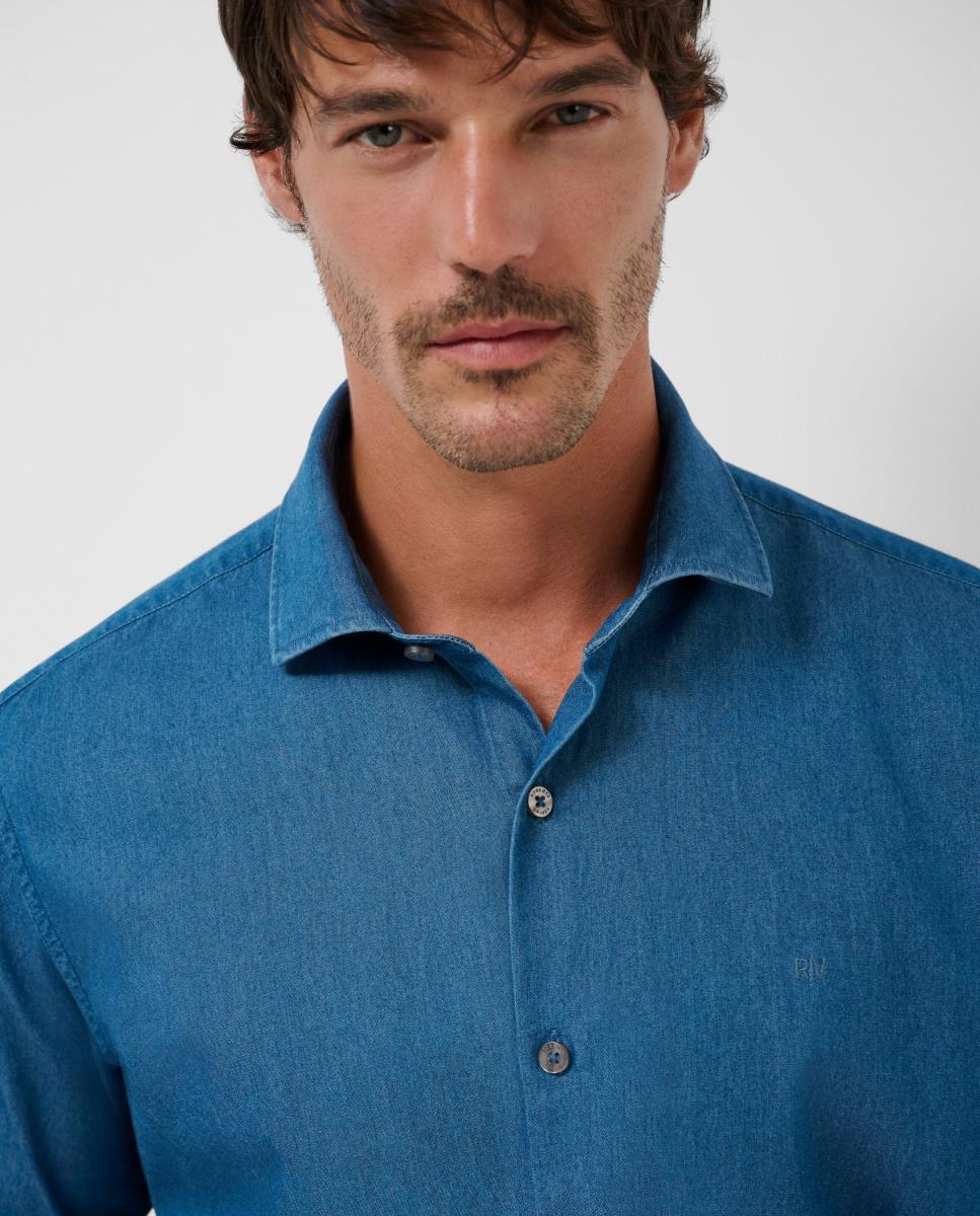 Camisa Casual Regular Fit de Ganga Azul-índigo-3