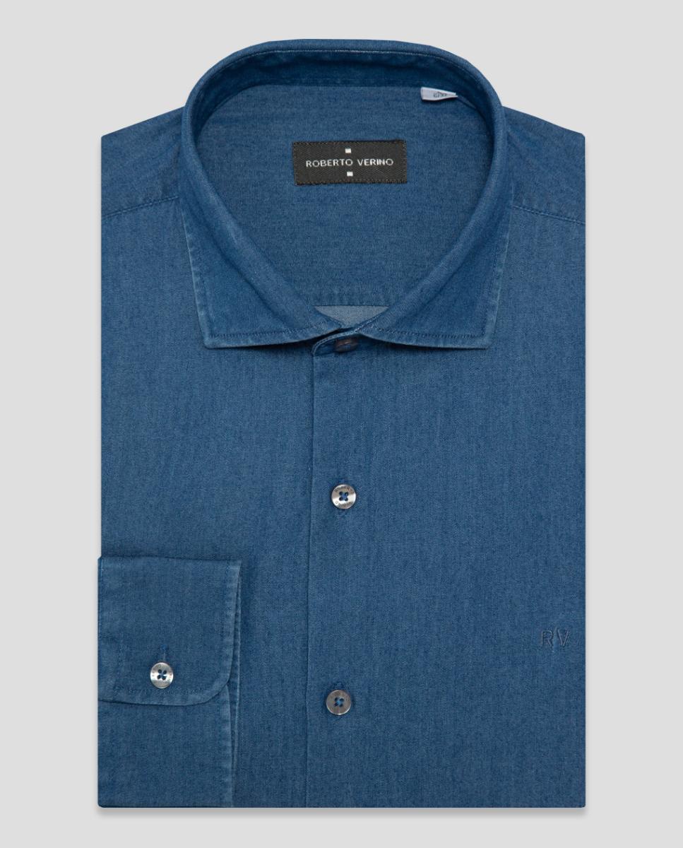 Camisa Casual Regular Fit de Ganga Azul-índigo-4