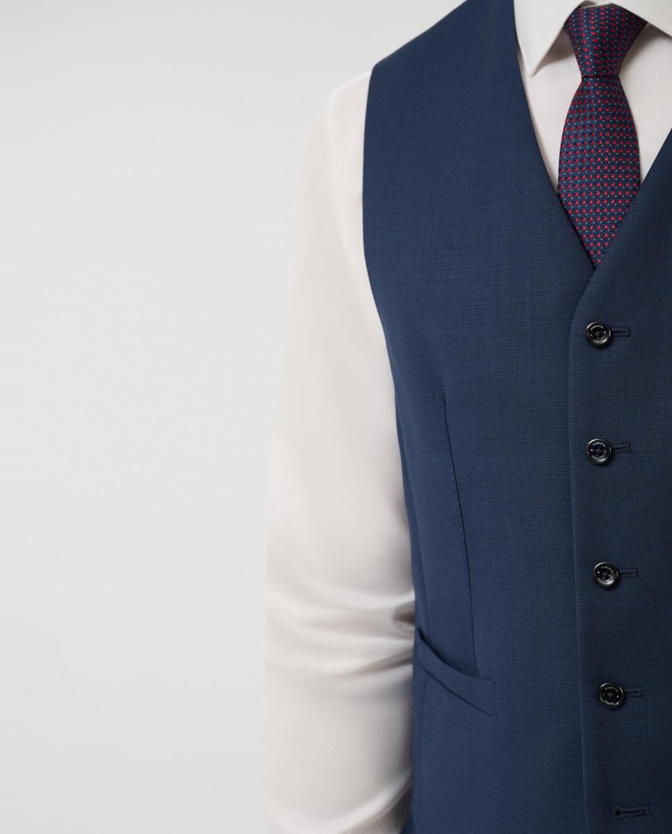 Colete Formal com Falso Liso Azul-marinho-3