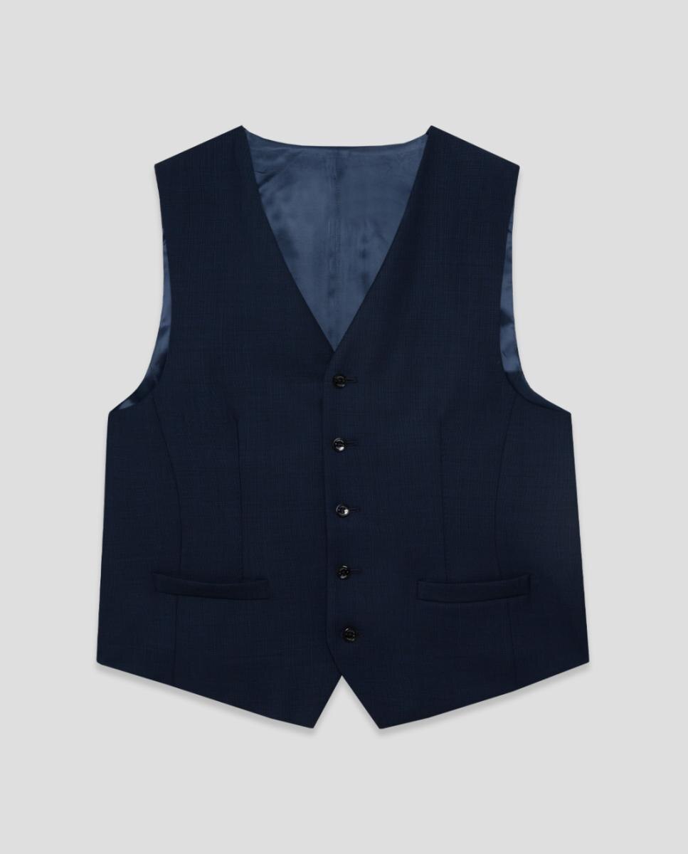 Colete Formal com Falso Liso Azul-marinho-5