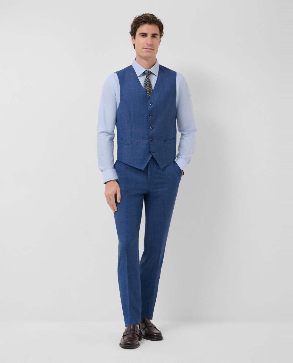 Colete Formal aos Quadrados Azul-7