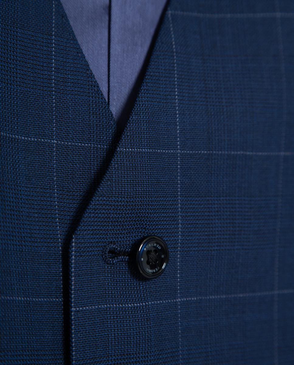 Colete Formal aos Quadrados Azul-5