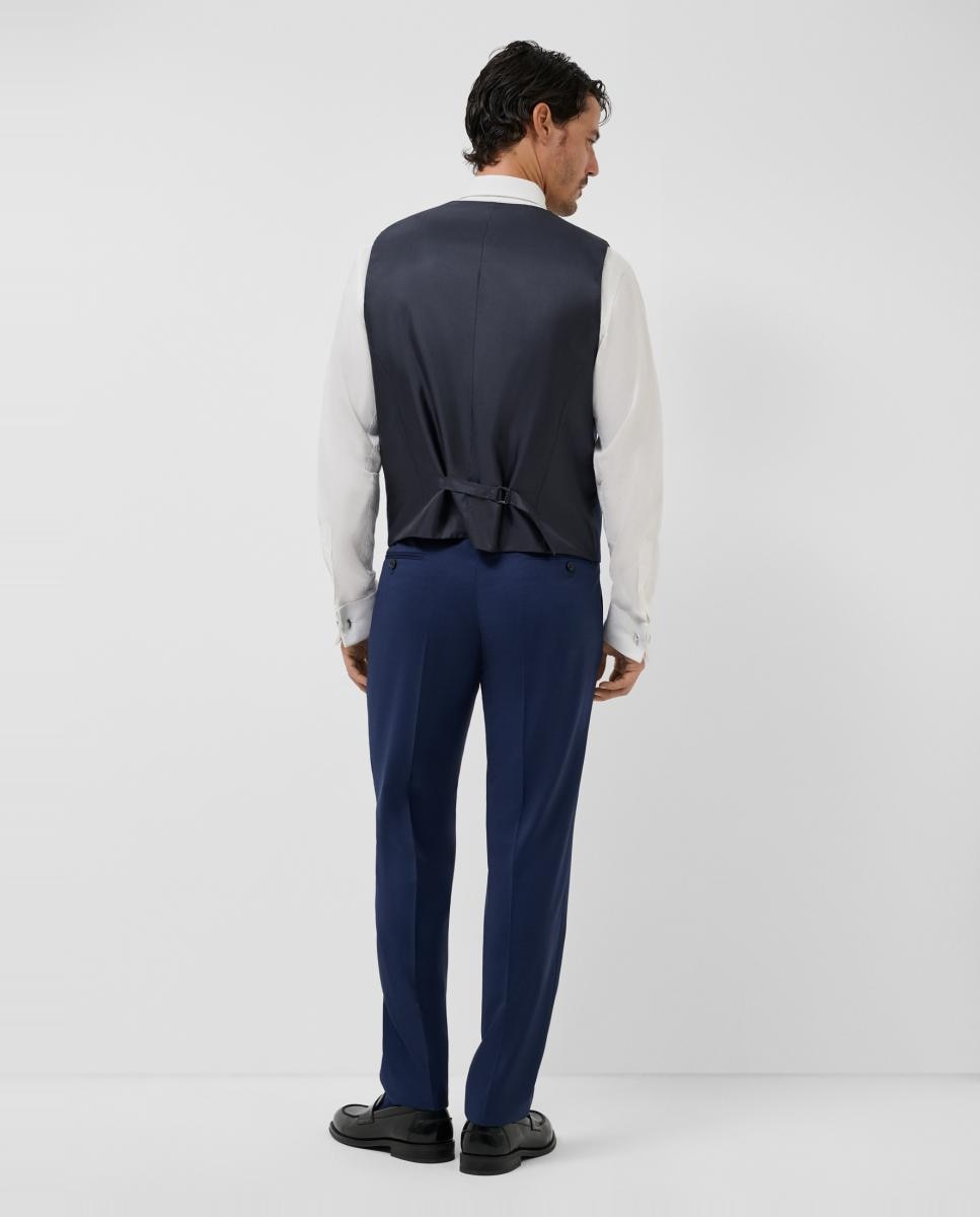 Colete Formal com Falso Liso Azul-2