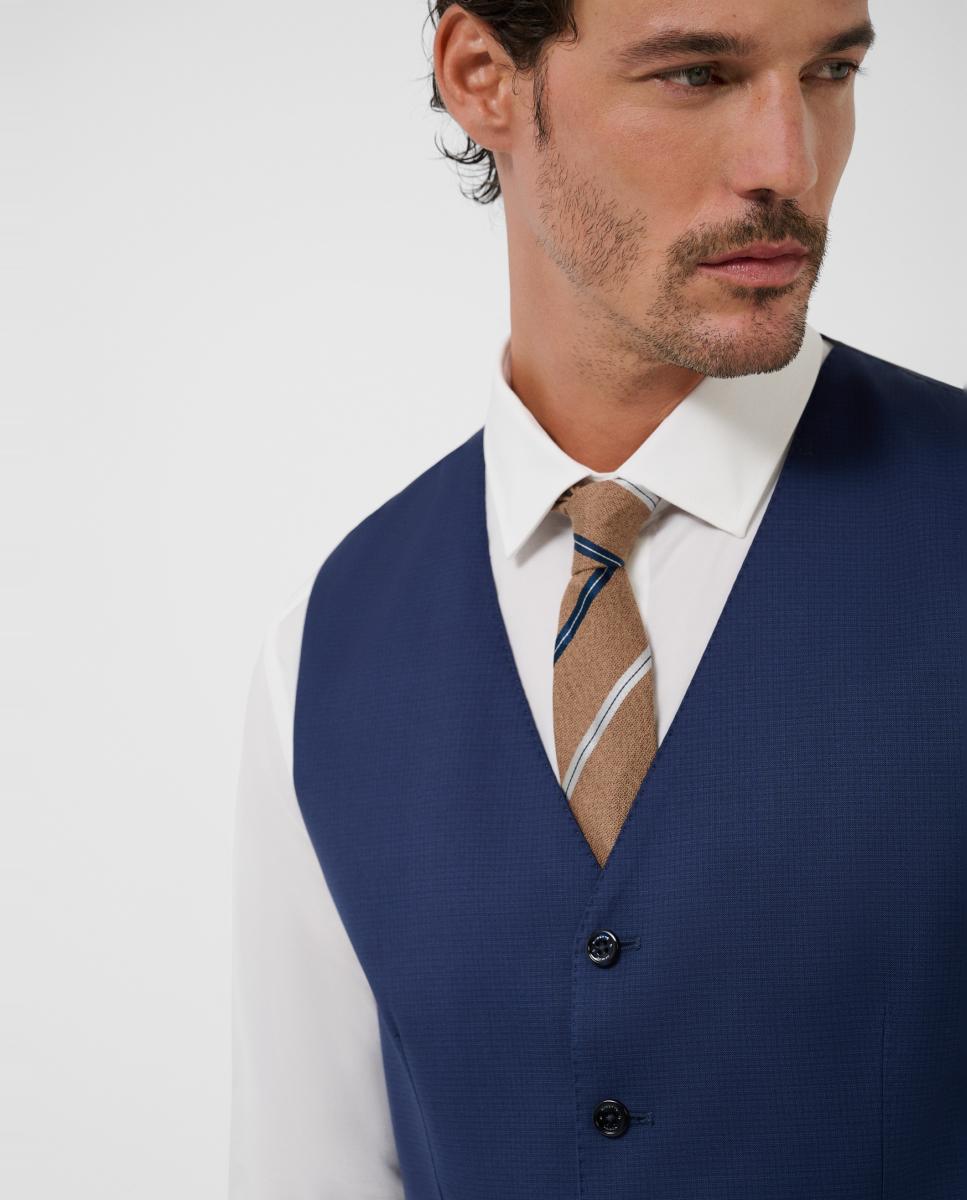 Colete Formal com Falso Liso Azul-3