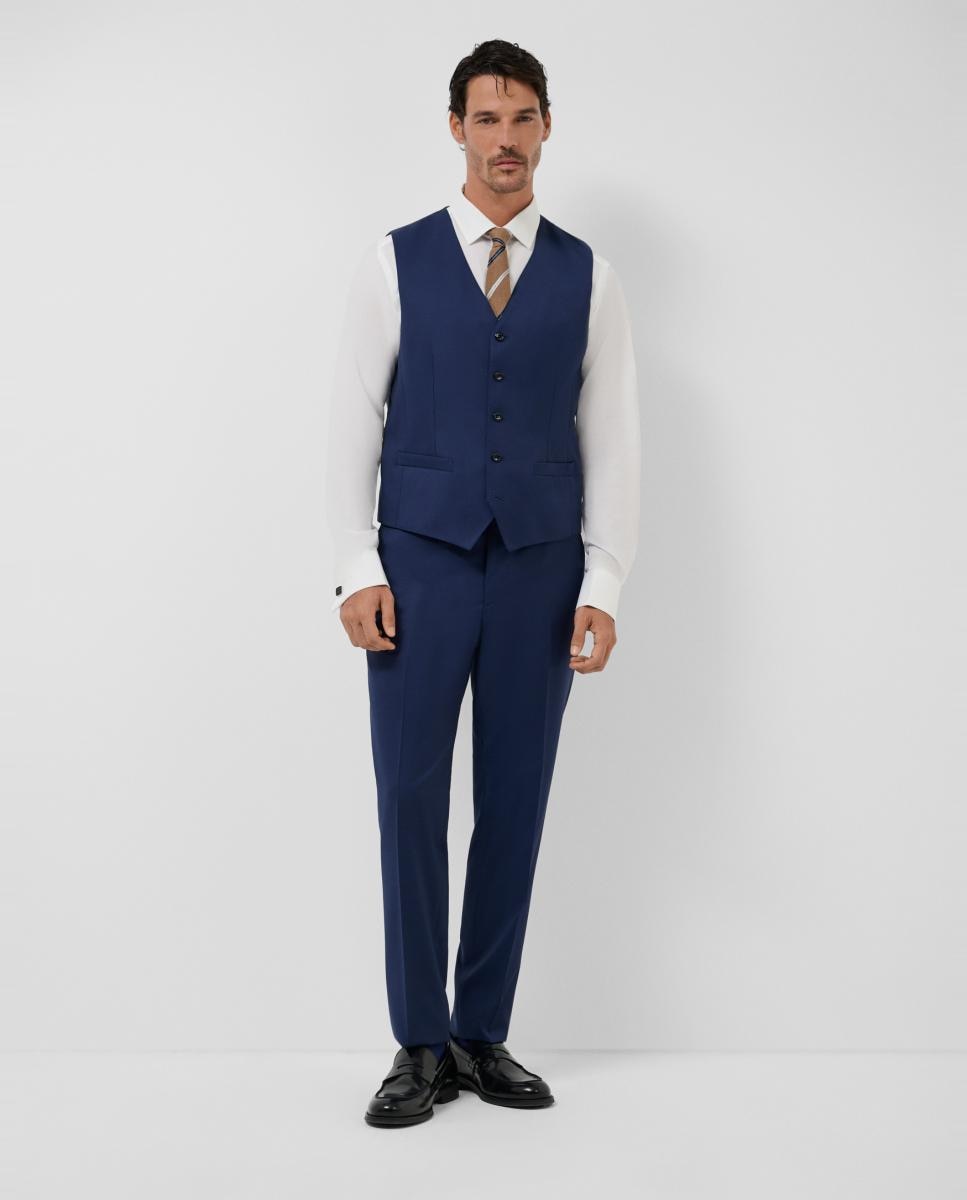Colete Formal com Falso Liso Azul-6