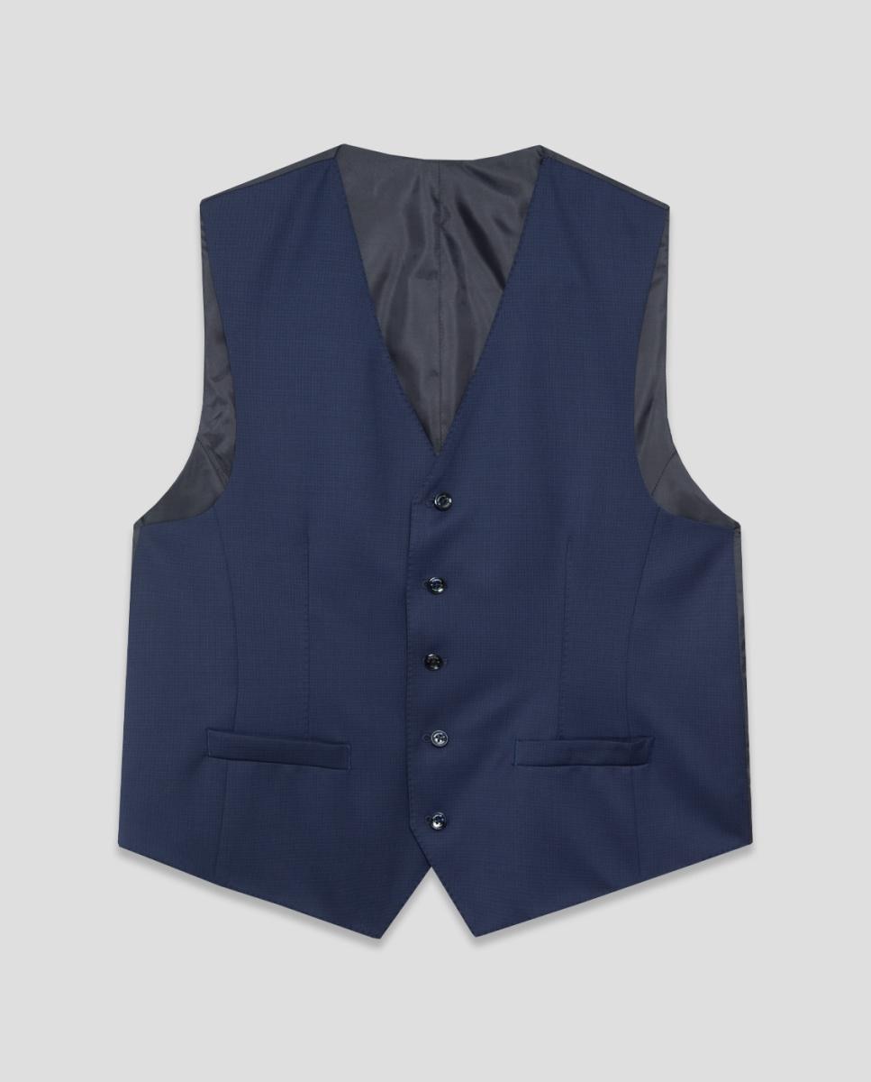 Colete Formal com Falso Liso Azul-4