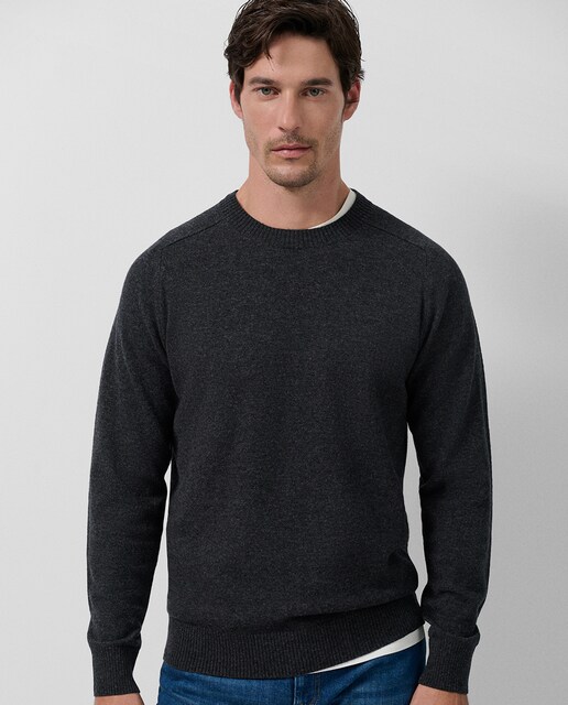 Jersey lana/cashmere de hombre cuello redondo