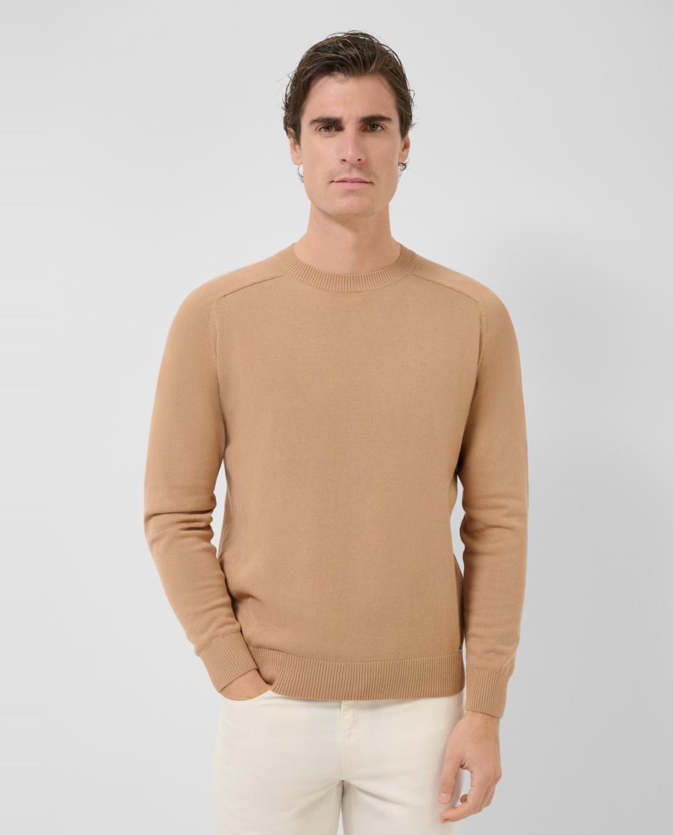 Imagem 0 de Camisola de Malha de Algodão com Gola Redonda e Estrutura High Twist