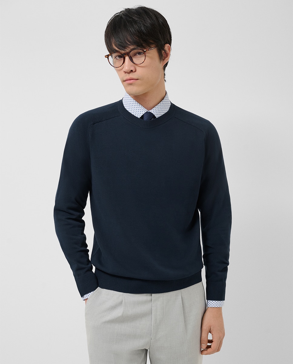 Imagem 0 de Camisola de Malha de Algodão com Gola Redonda e Estrutura High Twist