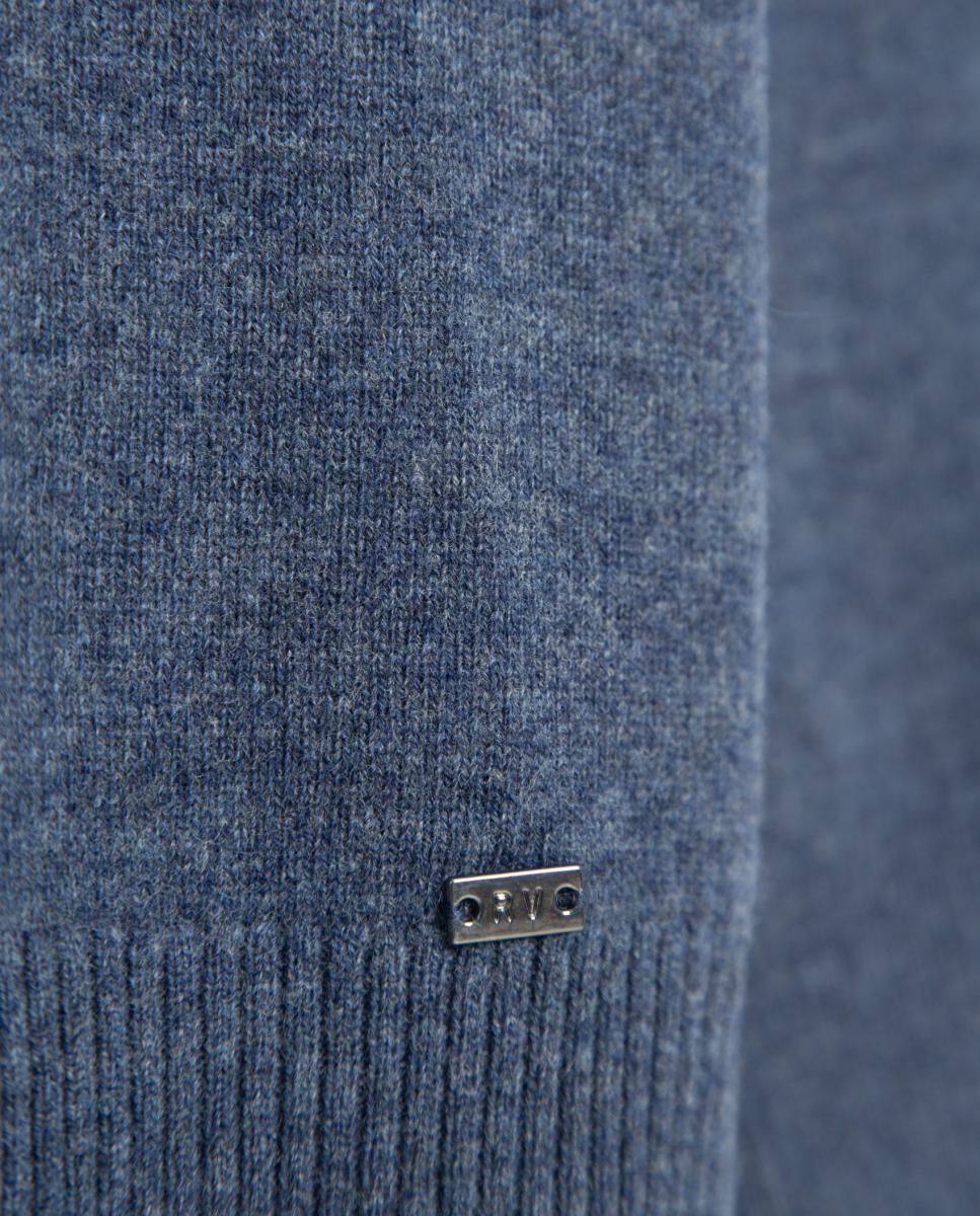 Camisola de Malha de Lã/Caxemira com Gola Redonda Azul-índigo-5