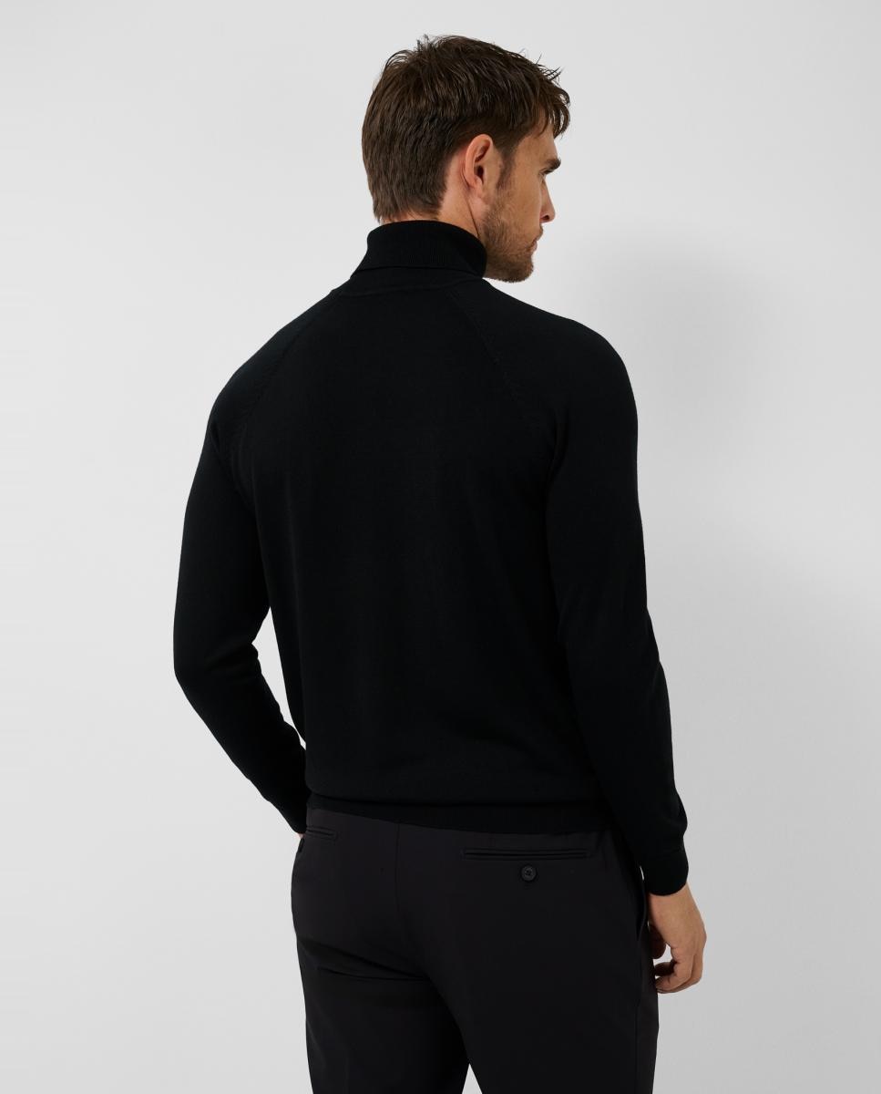 Camisola de Malha de Lã com Gola Cisne Preto-2