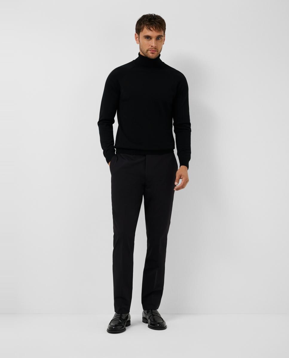 Camisola de Malha de Lã com Gola Cisne Preto-6