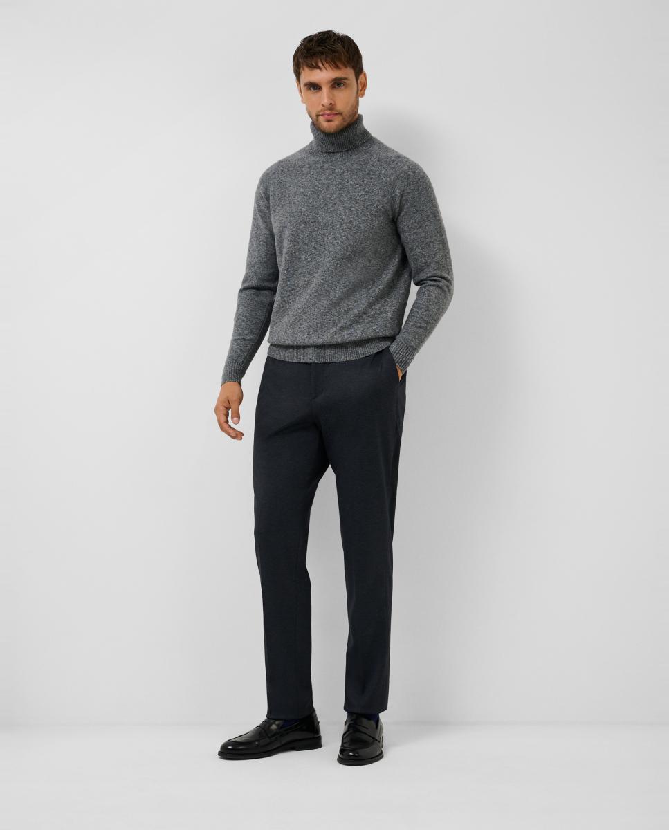 Camisola de Malha com Gola Dobrada Cinzento-escuro-6