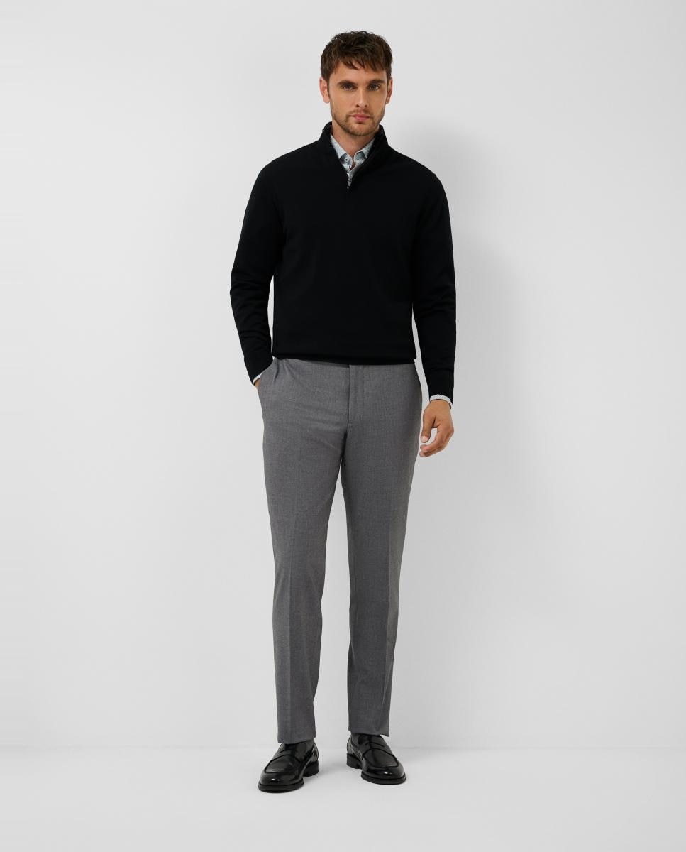 Camisola de Malha de Lã com Gola Alta e Meio Fecho de Correr Preto-6