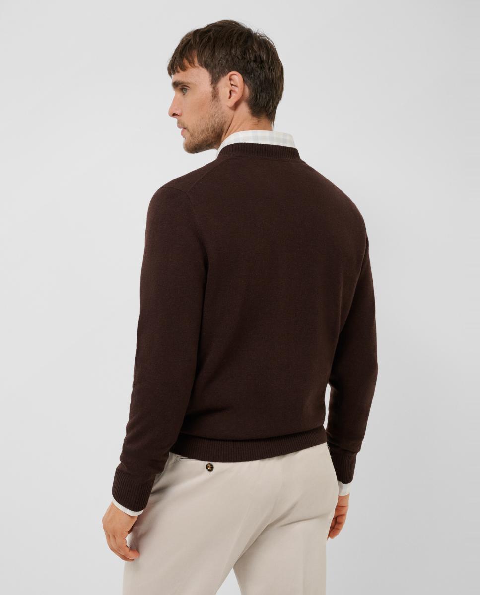 Jersey lana/cashmere de hombre diseño rombos - Roberto Verino - Marrón Marrón-2