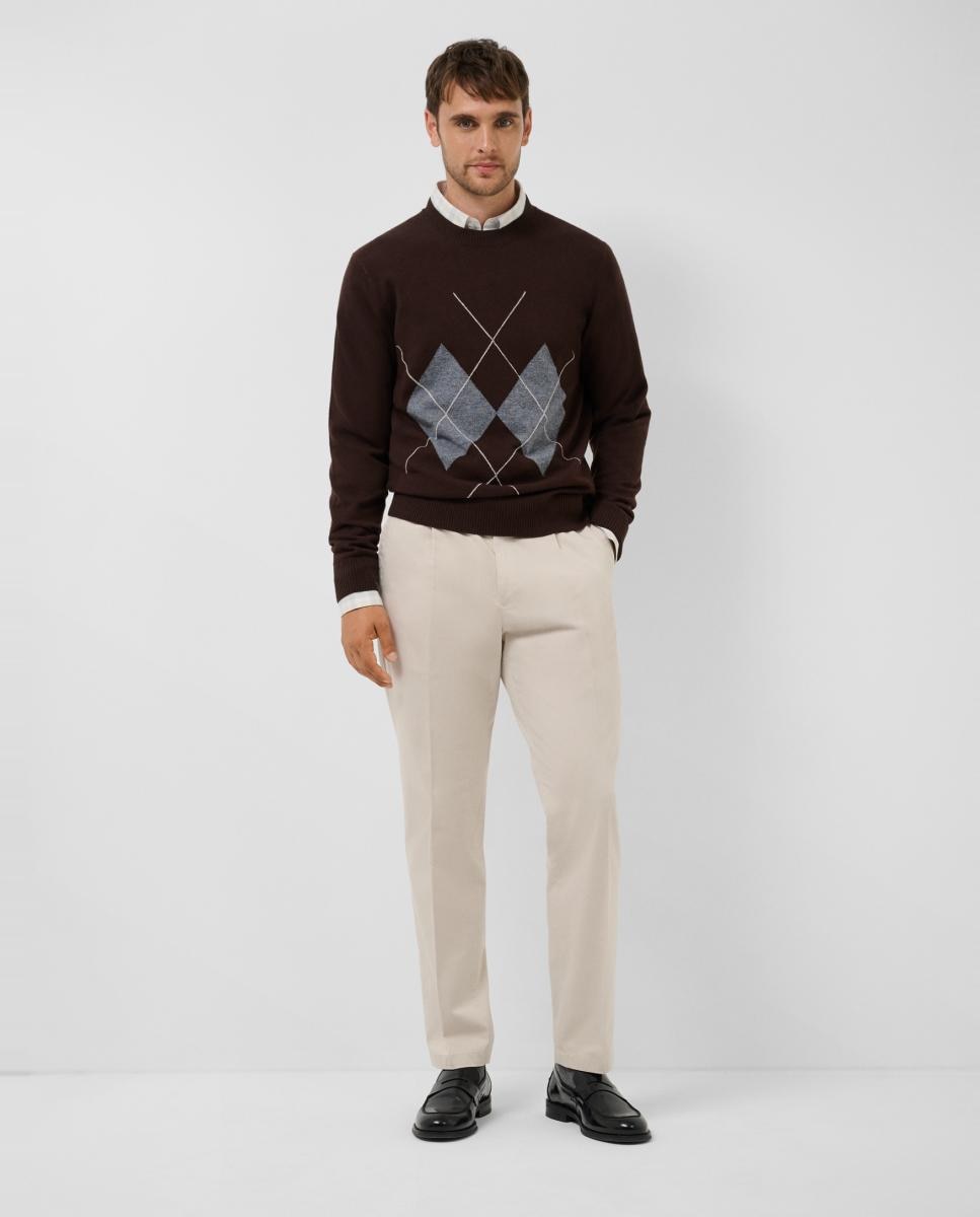 Jersey lana/cashmere de hombre diseño rombos - Roberto Verino - Marrón Marrón-6