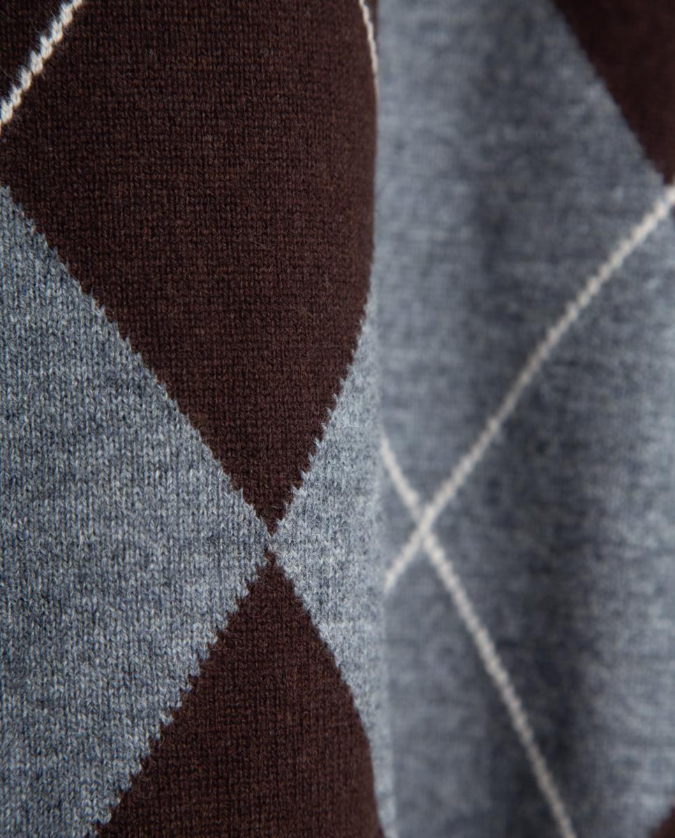 Jersey lana/cashmere de hombre diseño rombos - Roberto Verino - Marrón Marrón-5