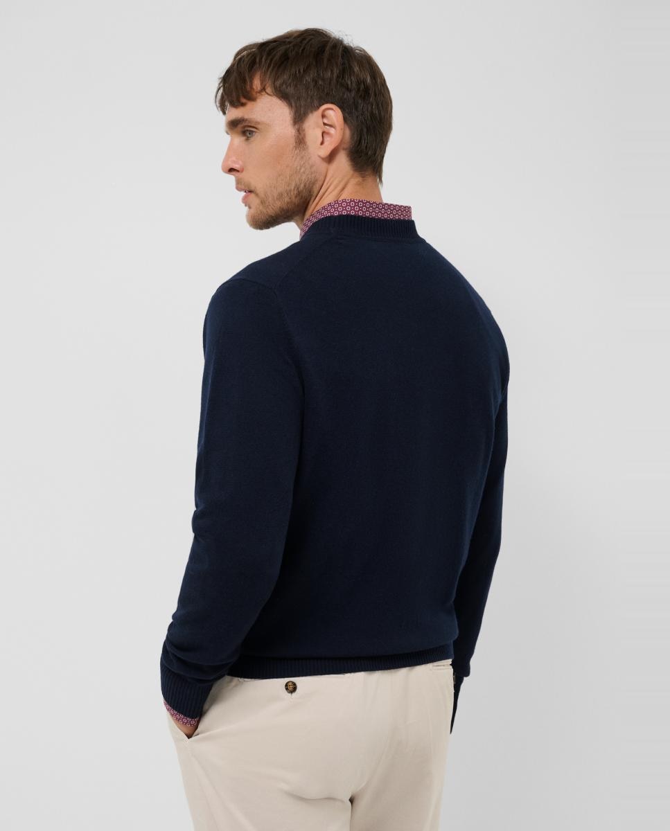 Jersey lana/cashmere de hombre diseño rombos - Roberto Verino - Azul marino Azul marino-2