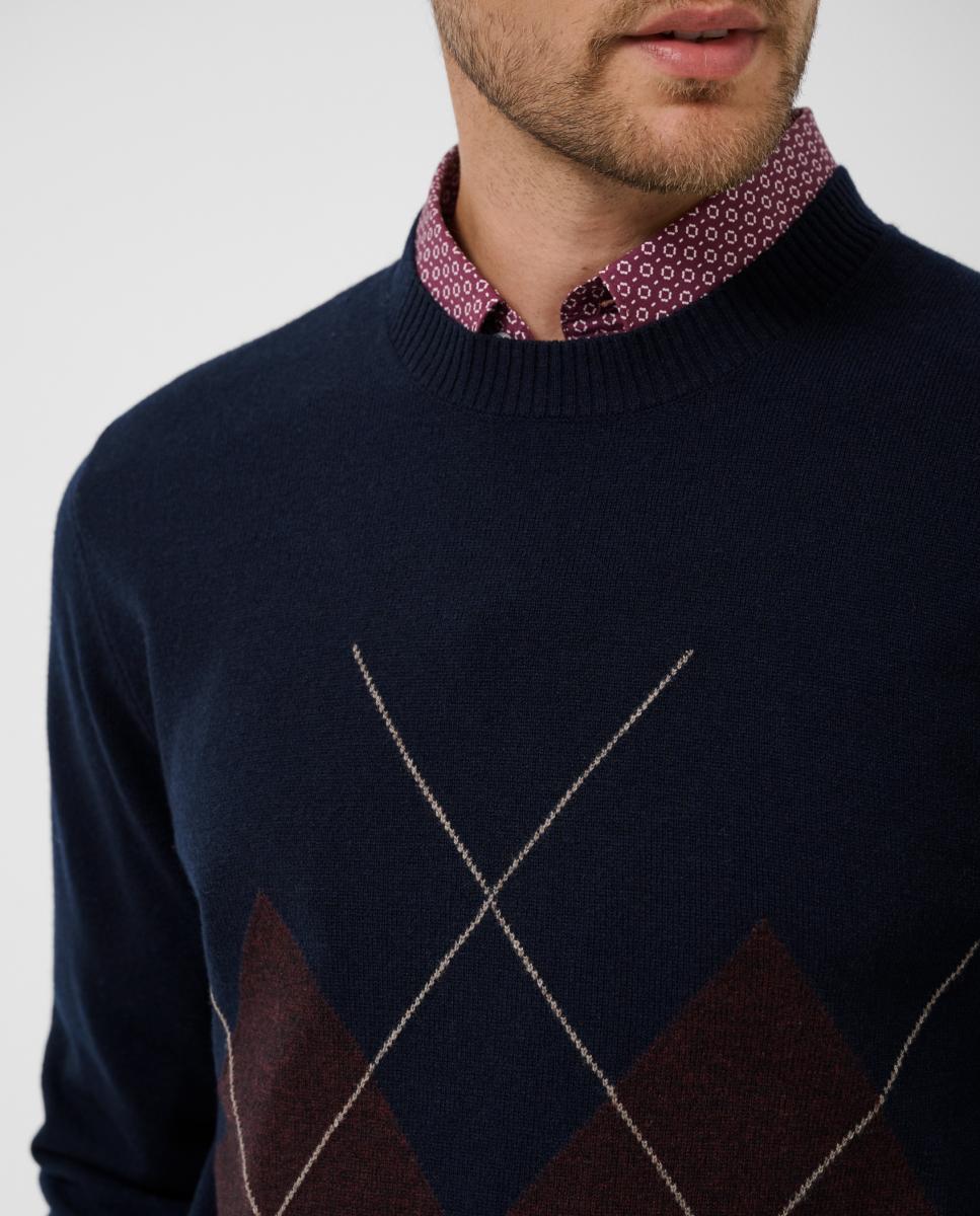 Jersey lana/cashmere de hombre diseño rombos - Roberto Verino - Azul marino Azul marino-3