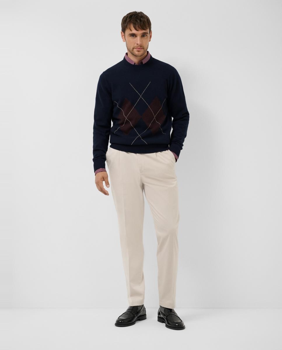 Jersey lana/cashmere de hombre diseño rombos - Roberto Verino - Azul marino Azul marino-6