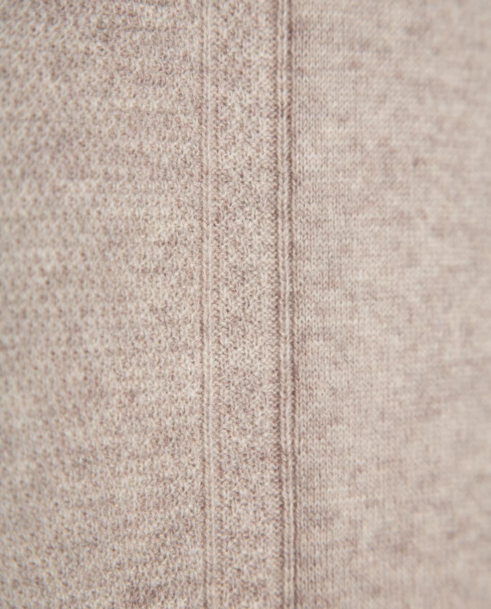 Camisola de Malha de Lã/Caxemira com Gola Dobrada Canelada Larga Bege-5