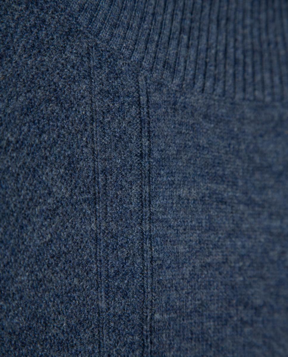 Jersey lana/cashmere de hombre cuello vuelto canalé ancho - Roberto Verino - Azul índigo Azul índigo-5